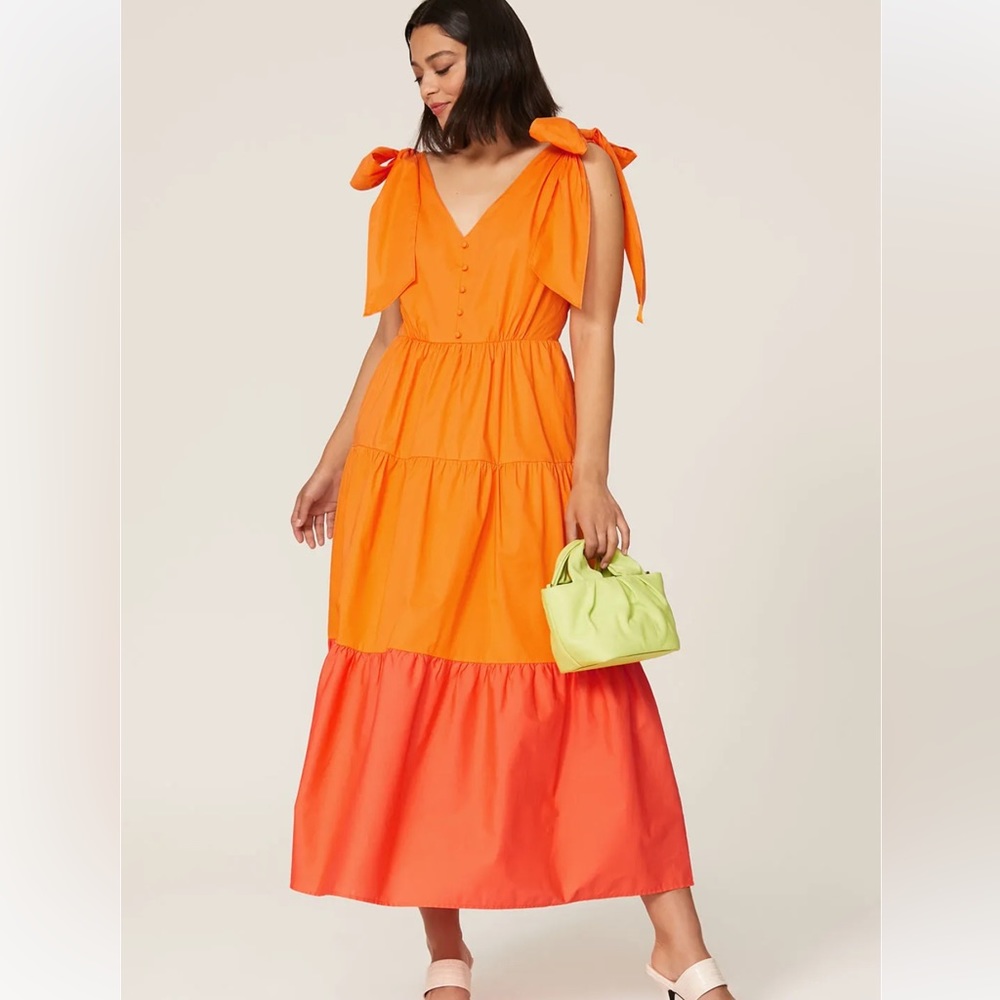 Color Me Courtney Louise Maxi Dress Orange Colorblock Vibrant Tangerine Citrus 8